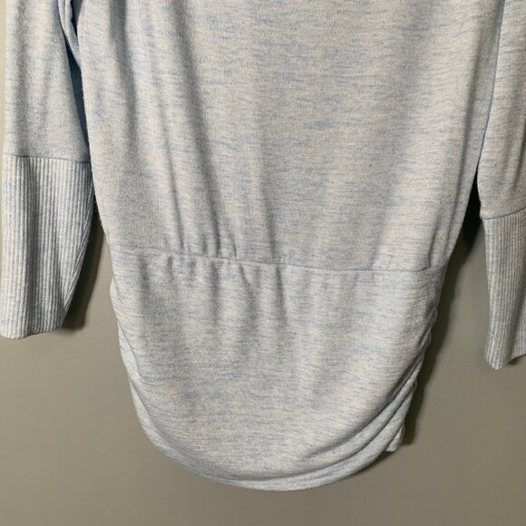 WHBM light heather blue long sleeve button detail stretch pullover shirt top - Picture 4 of 9